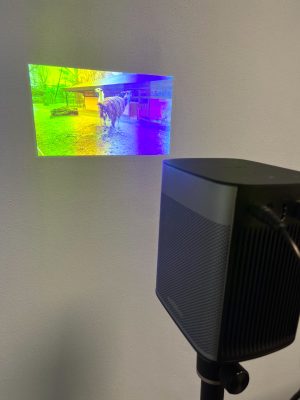beamer met statief, projectie